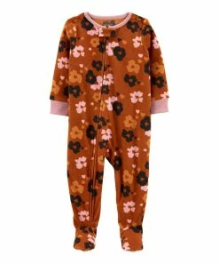 Carter's | Burnt Orange Floral Fleece Footie - Toddler
