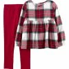 Carter's | Red Plaid Flannel Empire-Waist Top & Leggings - Girls