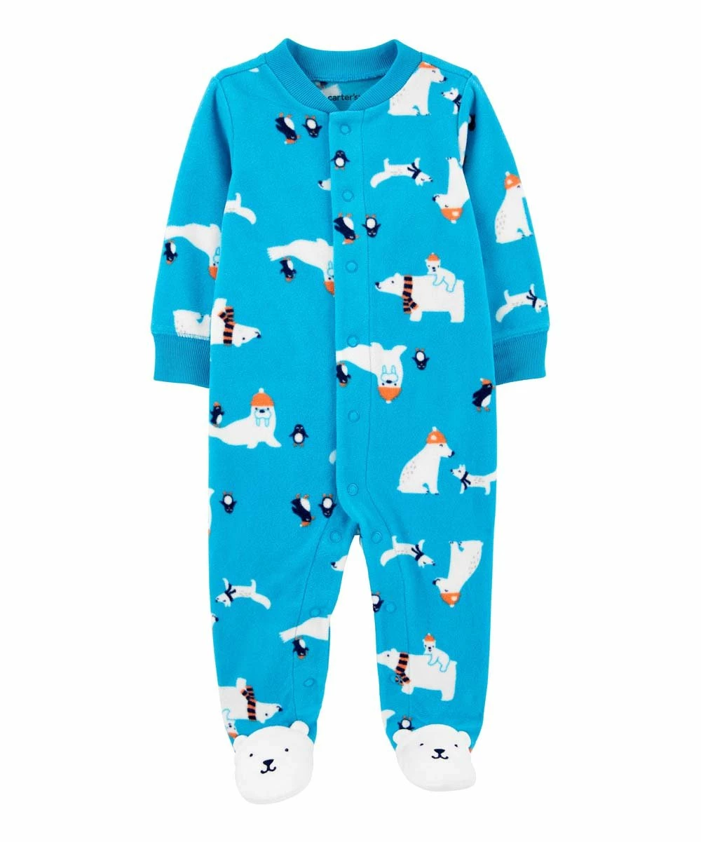 Carter's | Blue Polar Bear Long-Sleeve Footie - Newborn & Infant
