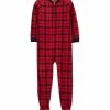 Carter's | Red Plaid Fleece Footie - Boys