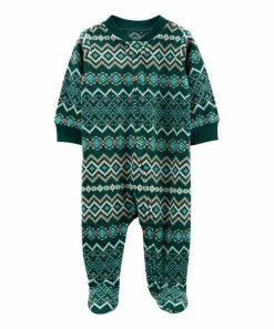Carter's | Green Fair Isle Long-Sleeve Footie - Newborn & Infant