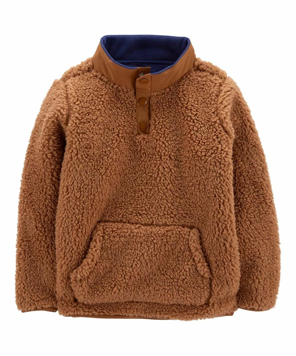 Carter's | Brown Pocket Quarter-Zip Fleece Pullover - Boys