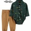 Carter's | Green Cars Button-Up Bodysuit Set - Infant