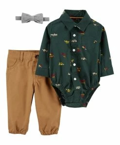 Carter's | Green Cars Button-Up Bodysuit Set - Infant