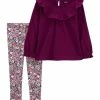 Carter's | Plum Long-Sleeve Top & Purple Floral Leggings - Infant