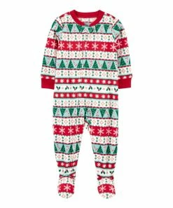 Carter's | Red & Green Holly Stripe Long-Sleeve Footie - Infant
