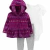 Carter's | Purple & Pink Geometric Hooded Peplum Jacket Set - Newborn & Infant