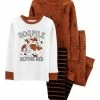 Carter's | White & Brown 'Dogpile' Long-Sleeve Pajama Set - Toddler