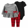 Carter's | Gray & Red Bow Peplum Top Set - Newborn