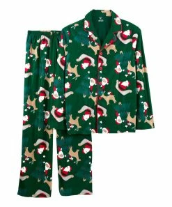 Carter's | Dark Green & Red Santa Button-Up Pajama Set - Adult