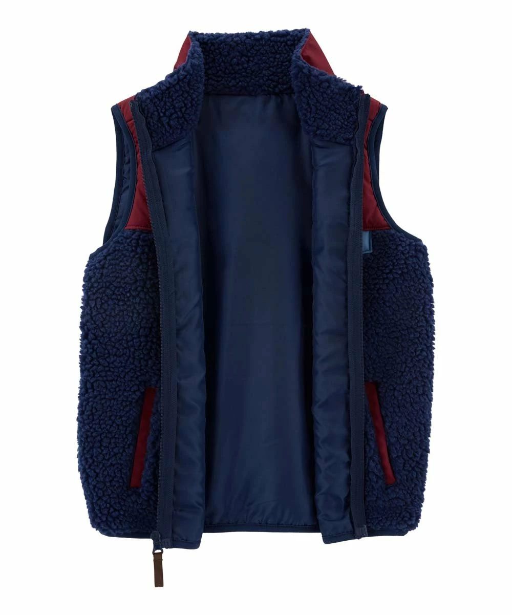 Carter's | Navy & Maroon Sherpa Zip-Up Vest - Boys - Image 3