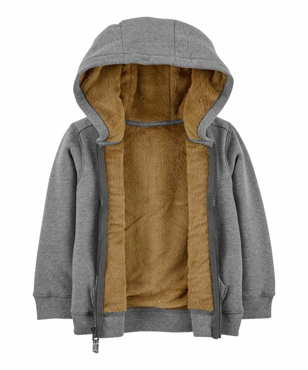 Carter's | Heather Gray Fleece-Lined Zip-Up Hoodie - Infant - Image 2