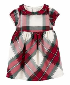 Carter's | Red Plaid Collared Cap-Sleeve Dress - Infant