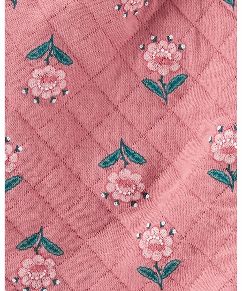 Carter's | Pink Floral Zip-Up Quilted Vest Set - Newborn & Infant - Image 3