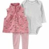 Carter's | Pink Floral Zip-Up Quilted Vest Set - Newborn & Infant