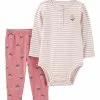 Carter's | White Stripe Bodysuit & Pink Floral Pants - Newborn & Infant