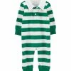 Carter's | White & Green Stripe Polo Playsuit - Newborn & Infant