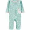 Carter's | Mint & White Llama Polka Dot Zip-Up Footie - Newborn & Infant