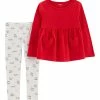 Carter's | Red Heart-Pocket Long-Sleeve Top & White 'Too Cute' Leggings - Infant