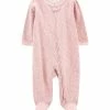 Carter's | Light Pink Heart Zip-Up Long-Sleeve Footie - Newborn & Infant