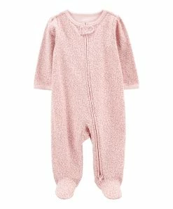 Carter's | Light Pink Heart Zip-Up Long-Sleeve Footie - Newborn & Infant