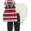 Carter's | Gray & Red Stripe Hooded Vest Set - Newborn & Infant