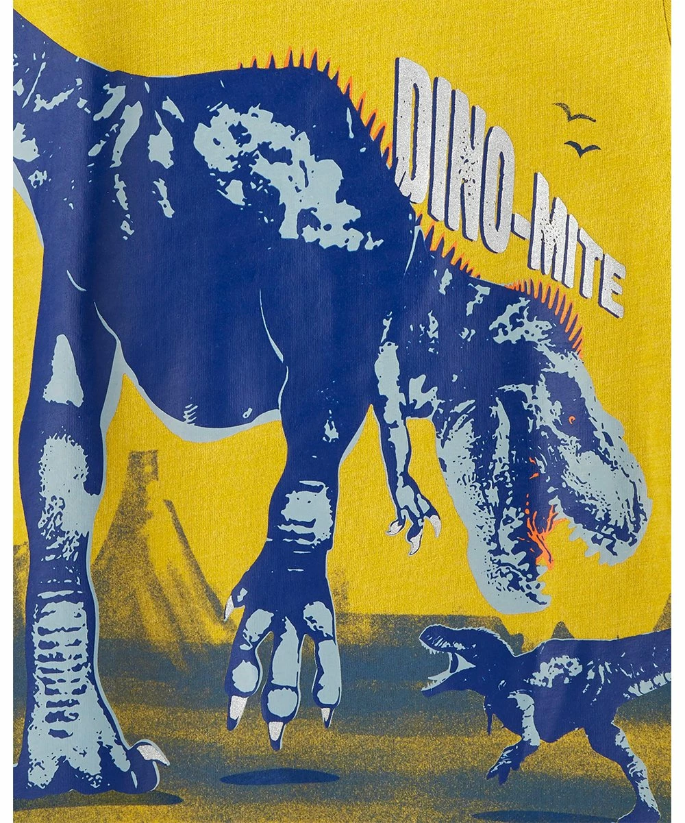 Carter's | Yellow 'Dino-Mite' Dinosaur Jersey Crewneck Tee - Boys - Image 2