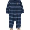 Carter's | Navy & Beige Stripe Chipmunk Zip-Up Long-Sleeve Footie - Newborn & Infant