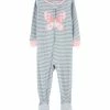 Carter's | Gray & White Stripe Butterfly Footie Pajamas - Toddler