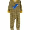 Carter's | Mustard & Gray Stripe Dinosaur Loose-Fit Footie Pajamas - Infant