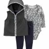 Carter's | Gray Hooded Quilted Vest Set - Infant