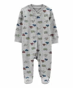 Carter's | Gray Cars Zip-Up Footie - Newborn