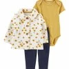 Carter's | Yellow & White Floral Quilted Button-Up Cardigan Set - Newborn & Infant