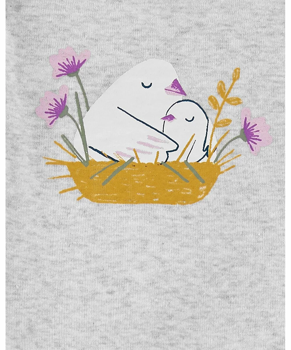 Carter's | Heather Gray & Teal Bird Floral Bodysuit Set - Infant - Image 3