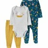 Carter's | Heather Gray & Teal Bird Floral Bodysuit Set - Infant