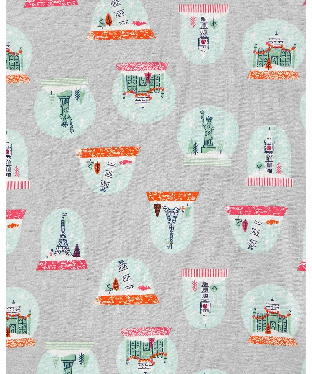 Carter's | Red & Pink Stripe Paris Snow Globes Pajama Set - Toddler - Image 2