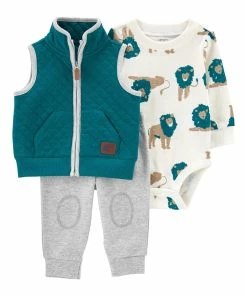 Carter's | Teal Zip-Up Quilted Vest Set - Infant