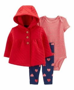 Carter's | Red Quilted Button-Up Jacket Set - Newborn & Infant