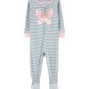 Carter's | Gray & White Stripe Butterfly Snug-Fit Footie Pajamas - Infant