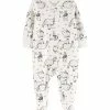 Carter's | White Animals Zip-Up Long-Sleeve Footie - Newborn & Infant