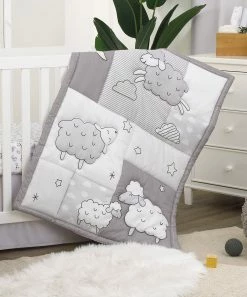 Carter's | White & Gray Sleep Sheep Patchwork Three-Piece Crib Bedding Set