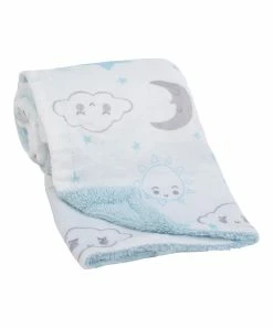 Carter's | White & Aqua Sun & Moon Baby Blanket