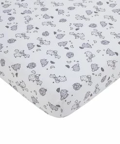 Carter's | White & Gray Sleepy Sheep Super Soft Fitted Crib Sheet