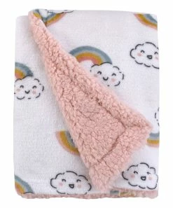 Carter's | White & Peach Chasing Rainbows Sherpa Stroller Blanket