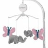 Carter's | Gray & Pink Floral Elephant Butterfly Musical Mobile