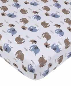 Carter's | White & Blue Elephant Fitted Crib Sheet
