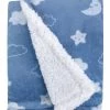 Carter's | White & Blue Elephant Clouds Moon Sherpa Stroller Blanket