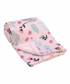 Carter's | Pink & Gray Floral Elephant Sherpa Stroller Blanket