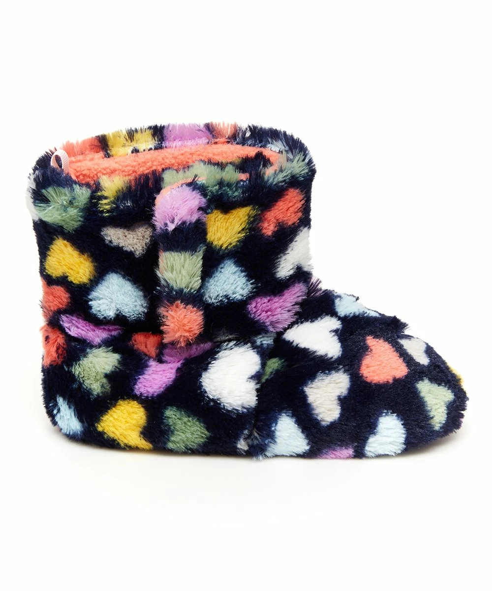 Carter's | Navy & White Heart Jetta Faux Fur Slipper - Girls - Image 2