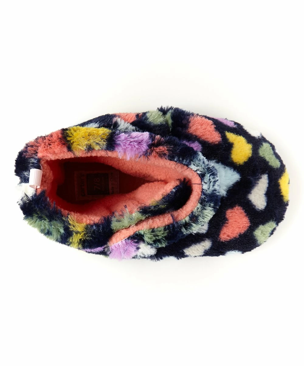 Carter's | Navy & White Heart Jetta Faux Fur Slipper - Girls - Image 4